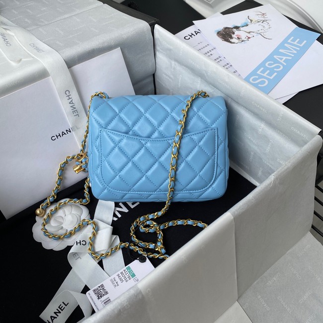 Chanel MINI Flap Bag Original Sheepskin Leather AS1786 sky blue