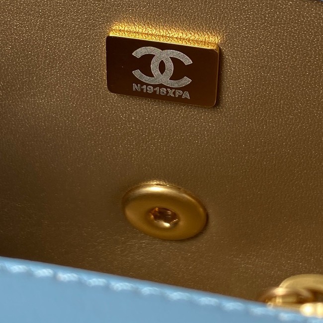 Chanel MINI Flap Bag Original Sheepskin Leather AS1786 sky blue