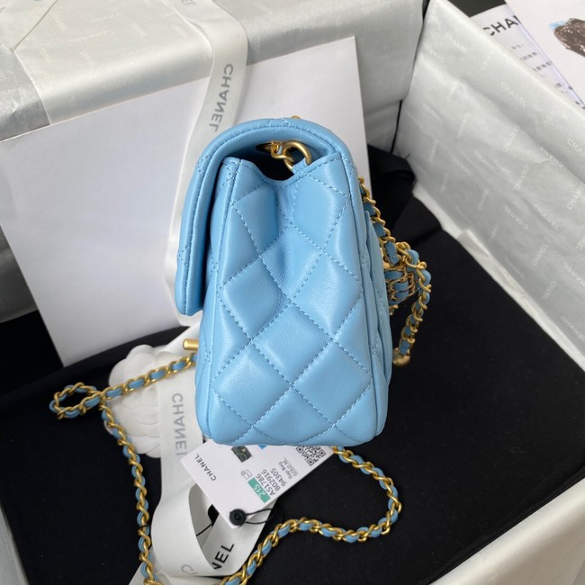 Chanel MINI Flap Bag Original Sheepskin Leather AS1786 sky blue