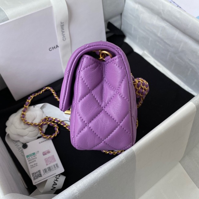 Chanel small Flap Bag Original Sheepskin Leather AS1787 purple