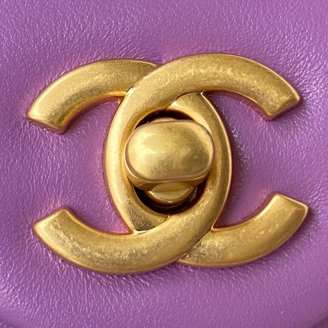 Chanel small Flap Bag Original Sheepskin Leather AS1787 purple
