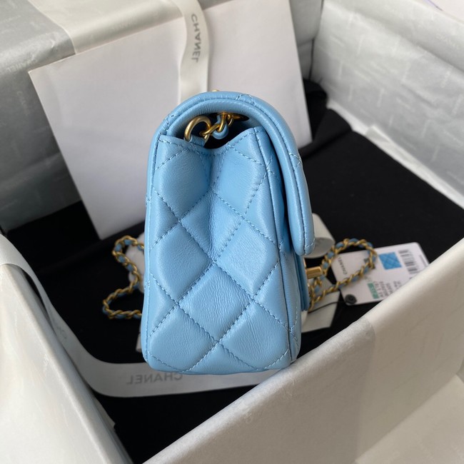 Chanel small Flap Bag Original Sheepskin Leather AS1787 sky blue