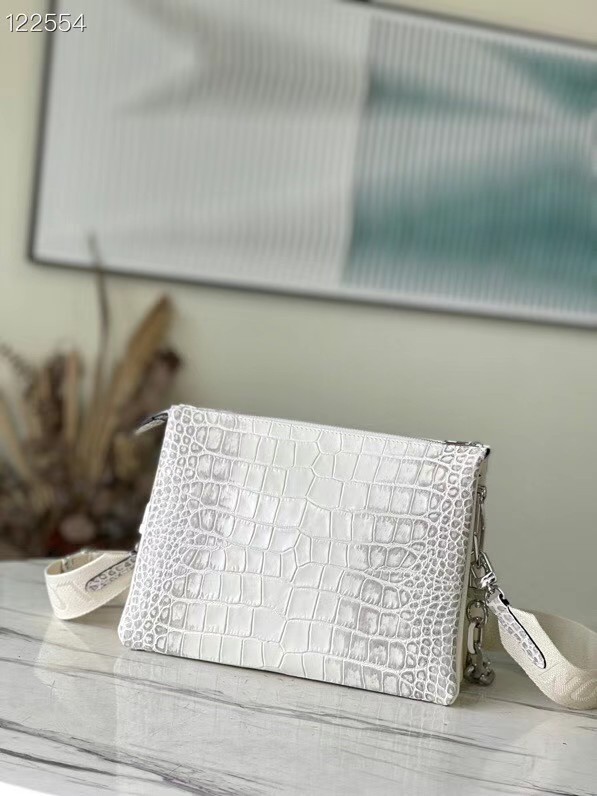 Louis Vuitton COUSSIN PM IN CROCODILE-EMBOSSED LACQUERED LEATHER M57790 white