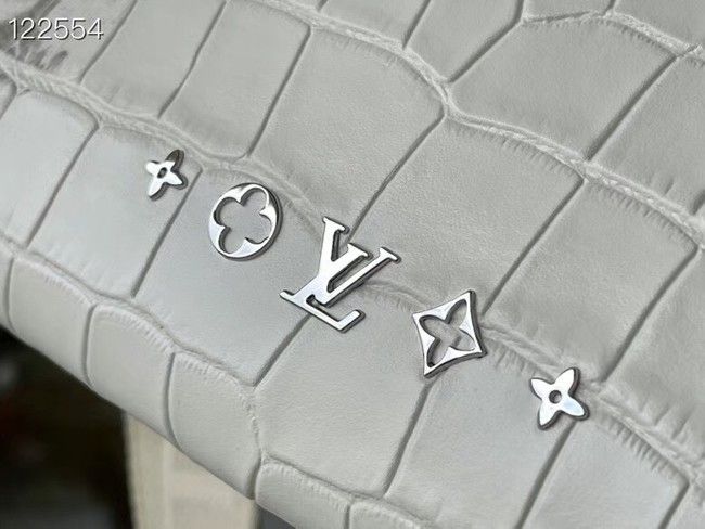 Louis Vuitton COUSSIN PM IN CROCODILE-EMBOSSED LACQUERED LEATHER M57790 white