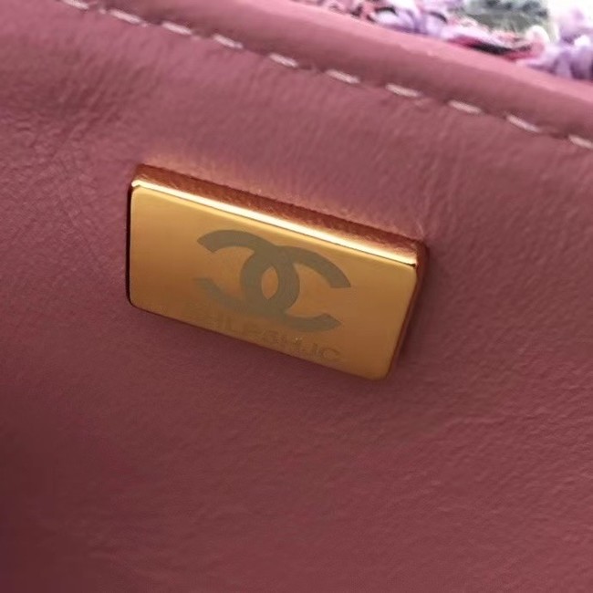 Chanel CLASSIC HANDBAG A01112 Dark Pink& gold