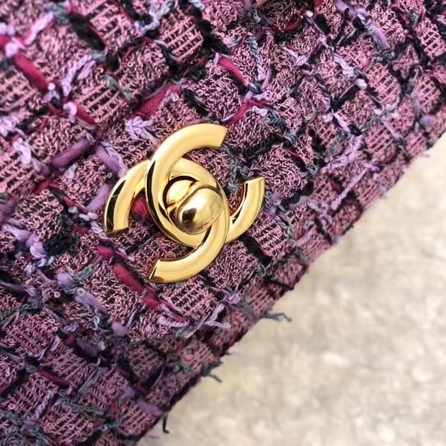 Chanel CLASSIC HANDBAG A01112 Dark Pink& gold