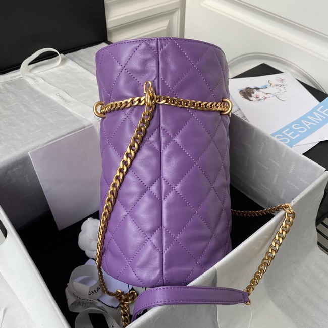 Chanel Drawstring Bag & Gold Metal AS3117 purple