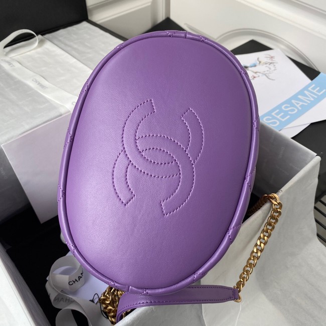 Chanel Drawstring Bag & Gold Metal AS3117 purple