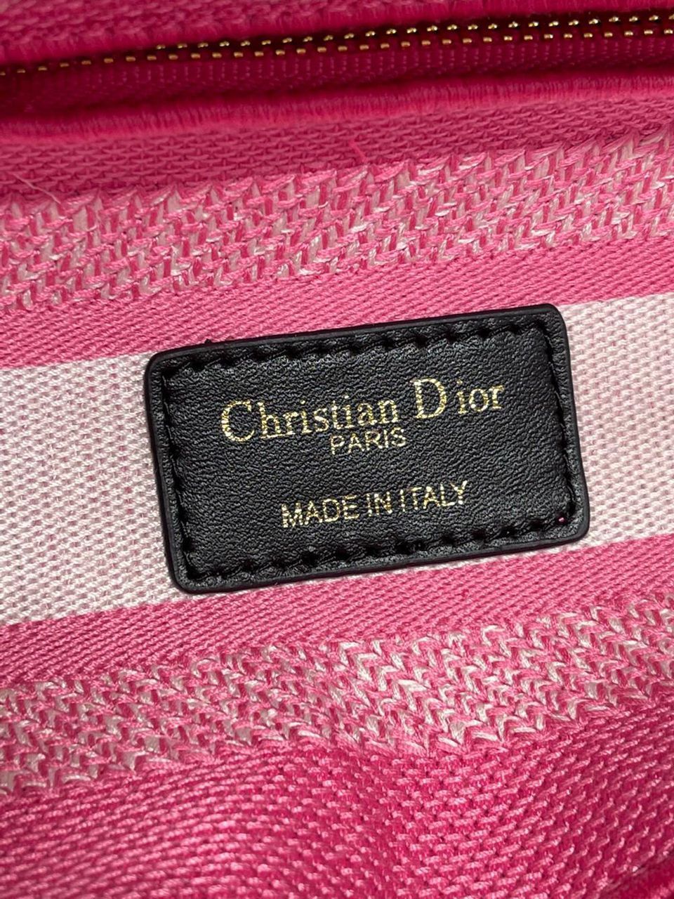 LADY DIOR TOTE BAG IN EMBROIDERED TIGER CANVAS C4535 Pink Gold Hardware