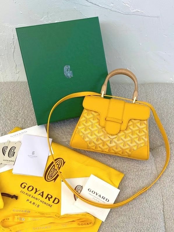 Goyard Calfskin Leather saigon mini Tote Bag 9955 yellow