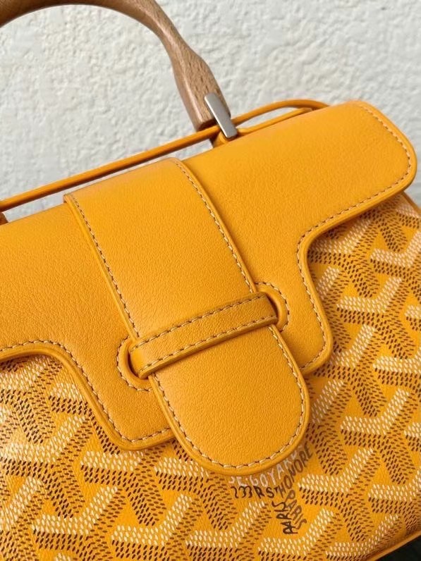 Goyard Calfskin Leather saigon mini Tote Bag 9955 yellow