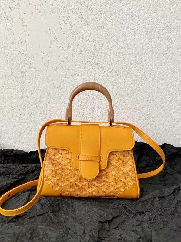 Goyard Calfskin Leather saigon mini Tote Bag 9955 yellow