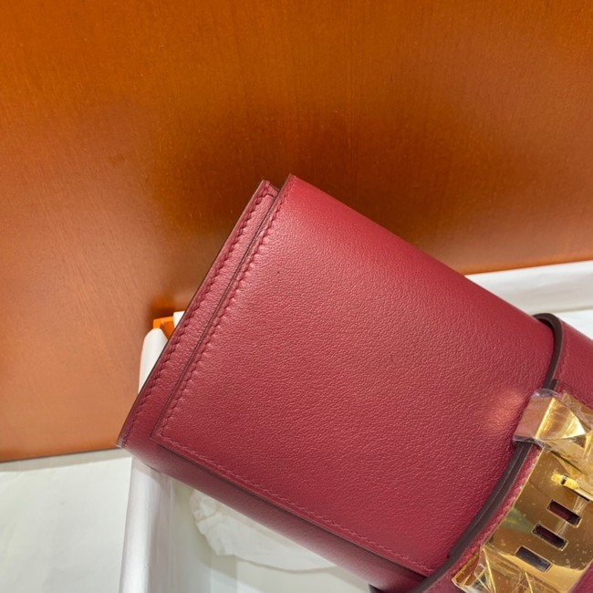 Hermes H Medor swift Leather Clutch 37566 Burgundy&gold hardware