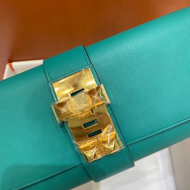 Hermes H Medor swift Leather Clutch 37566 Lake green&Gold hardware