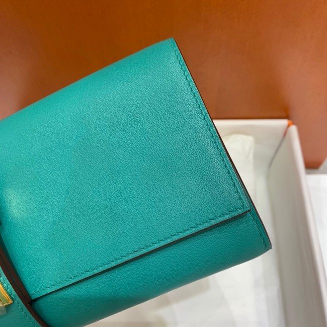 Hermes H Medor swift Leather Clutch 37566 Lake green&Gold hardware