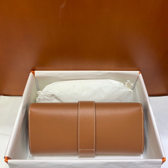 Hermes H Medor swift Leather Clutch 37566 brown&gold hardware