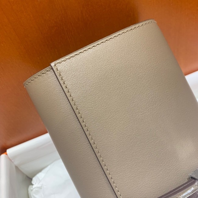 Hermes H Medor swift Leather Clutch 37566 gray&Silver hardware