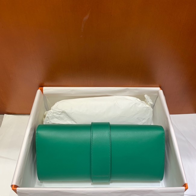 Hermes H Medor swift Leather Clutch 37566 green&Silver hardware