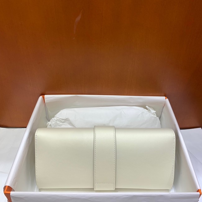 Hermes H Medor swift Leather Clutch 37566 white&Gold hardware