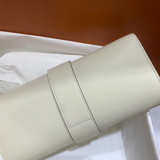 Hermes H Medor swift Leather Clutch 37566 white&Gold hardware