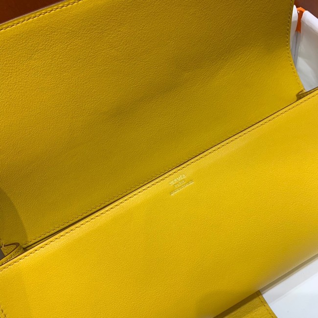 Hermes H Medor swift Leather Clutch 37566 yellow&Gold hardware