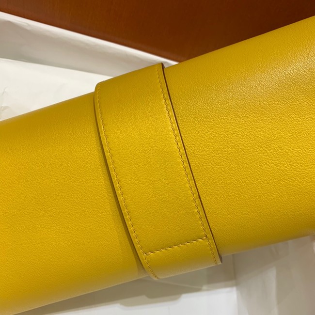 Hermes H Medor swift Leather Clutch 37566 yellow&Gold hardware