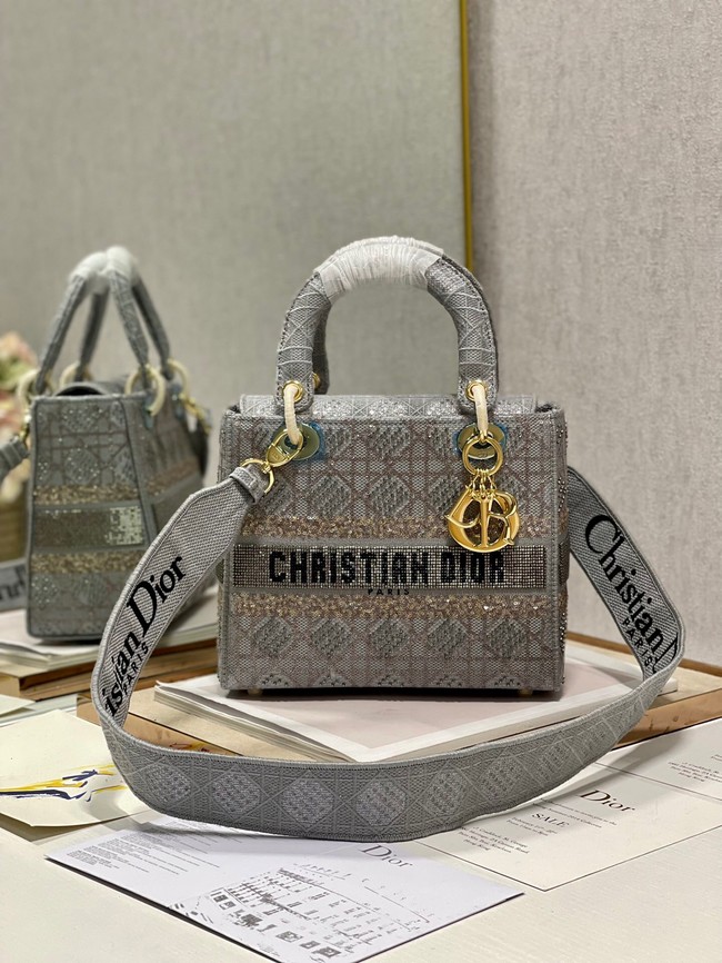 MEDIUM LADY DIOR BAG M0565O gray