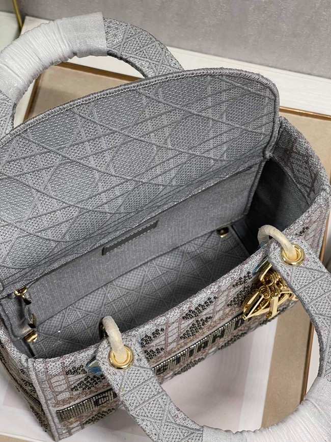 MEDIUM LADY DIOR BAG M0565O gray