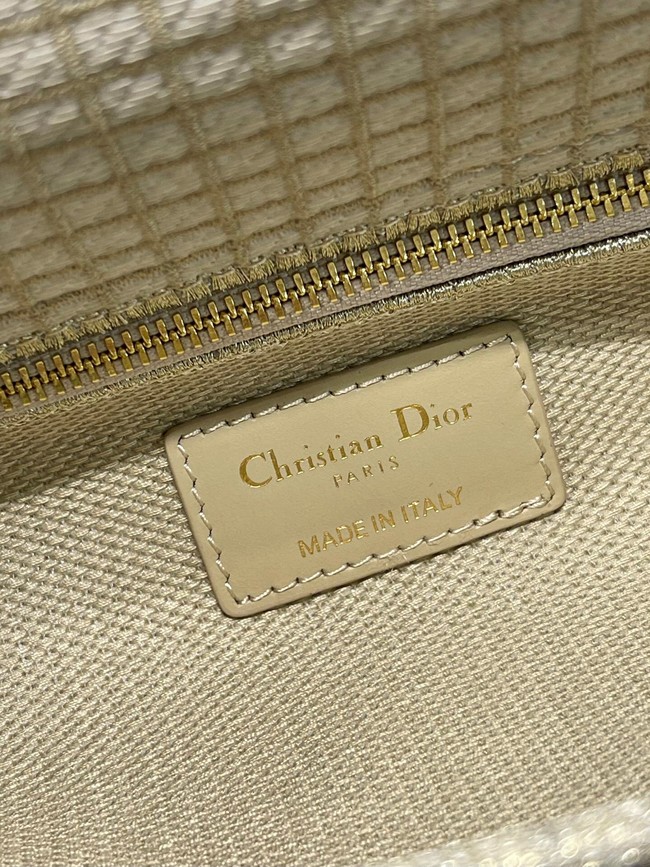 MEDIUM LADY DIOR BAG Bead Embroidery 0650RKW Creme Beige