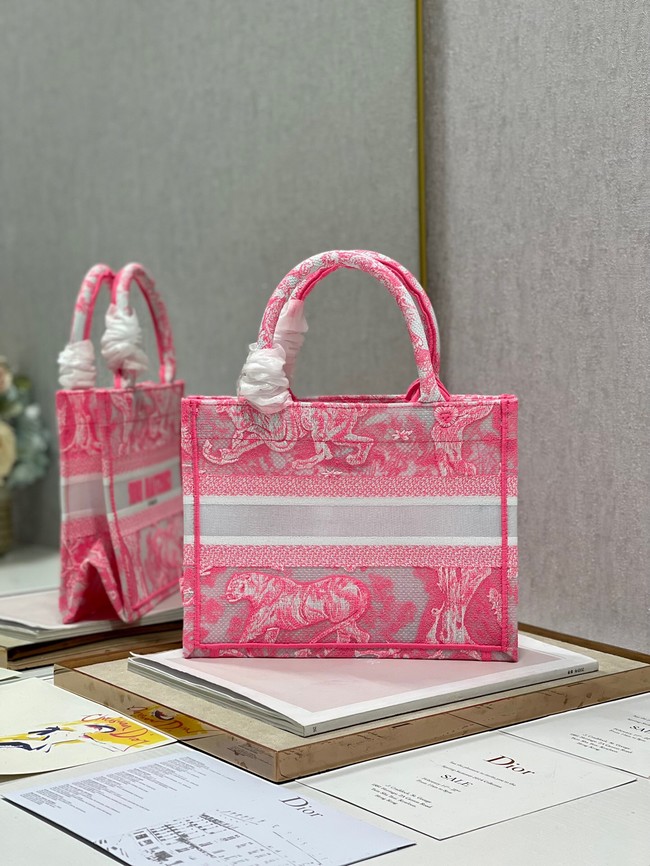 SMALL DIOR BOOK TOTE pink Toile de Jouy Reverse Embroidery M1265ZRGO