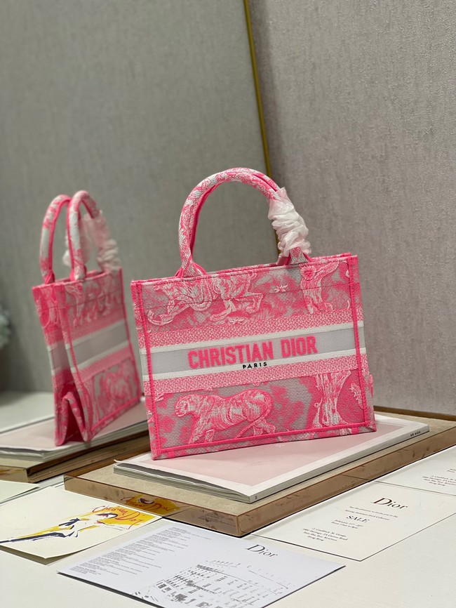 SMALL DIOR BOOK TOTE pink Toile de Jouy Reverse Embroidery M1265ZRGO