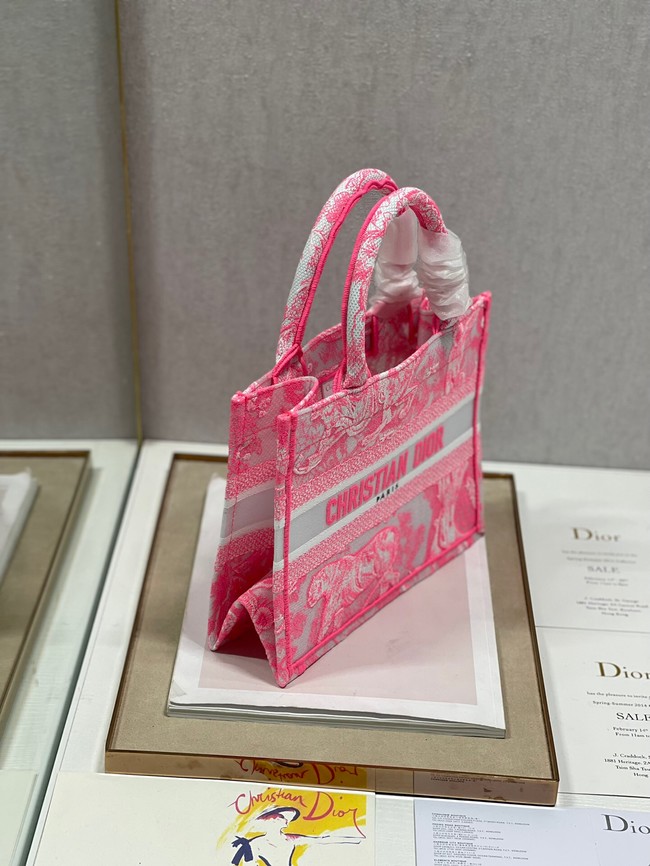 SMALL DIOR BOOK TOTE pink Toile de Jouy Reverse Embroidery M1265ZRGO