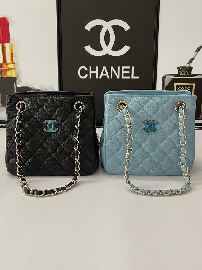 Chanel mini Shoulder Bag Grained Calfskin&Gold-Tone Metal AB3176 black