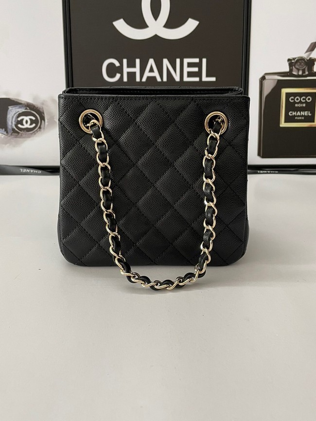 Chanel mini Shoulder Bag Grained Calfskin&Gold-Tone Metal AB3176 black