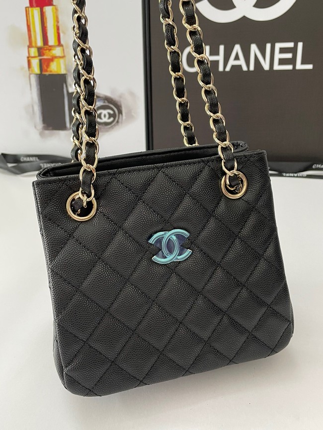 Chanel mini Shoulder Bag Grained Calfskin&Gold-Tone Metal AB3176 black