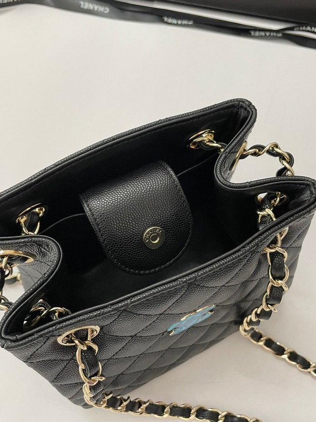 Chanel mini Shoulder Bag Grained Calfskin&Gold-Tone Metal AB3176 black