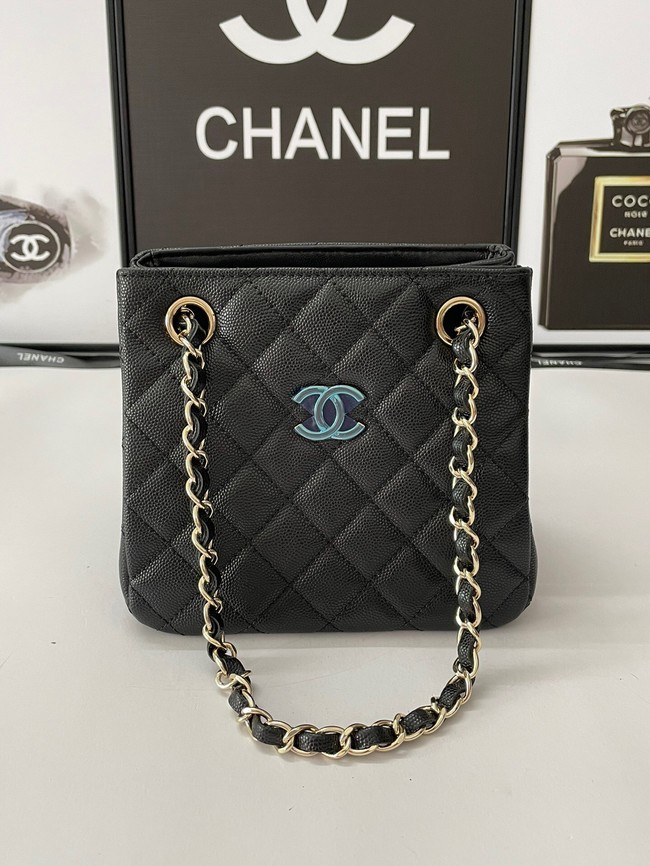 Chanel mini Shoulder Bag Grained Calfskin&Gold-Tone Metal AB3176 black