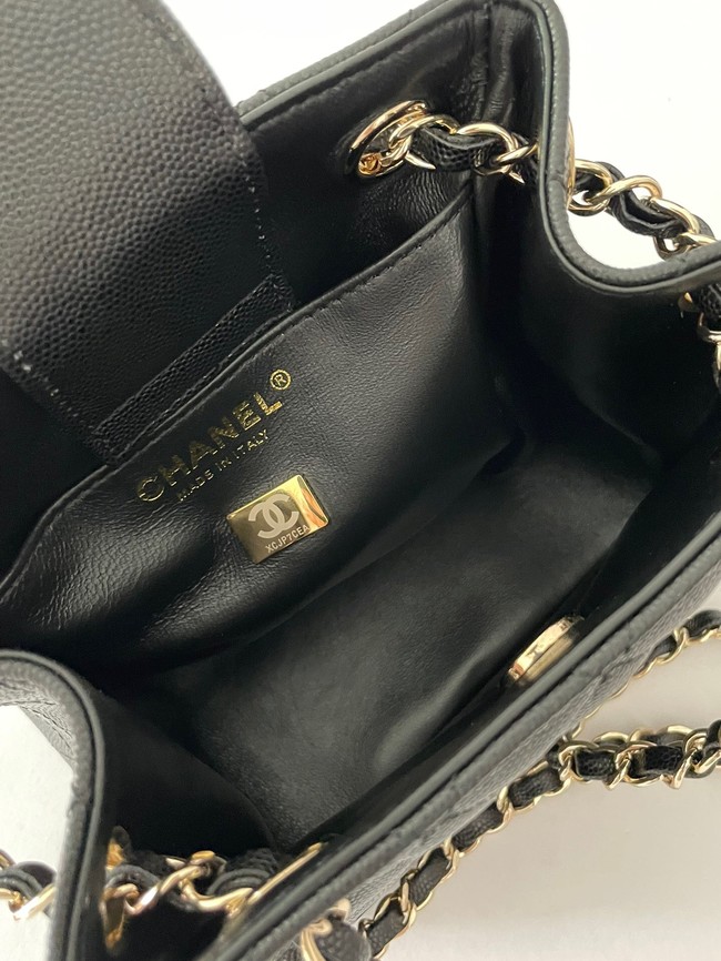 Chanel mini Shoulder Bag Grained Calfskin&Gold-Tone Metal AB3176 black