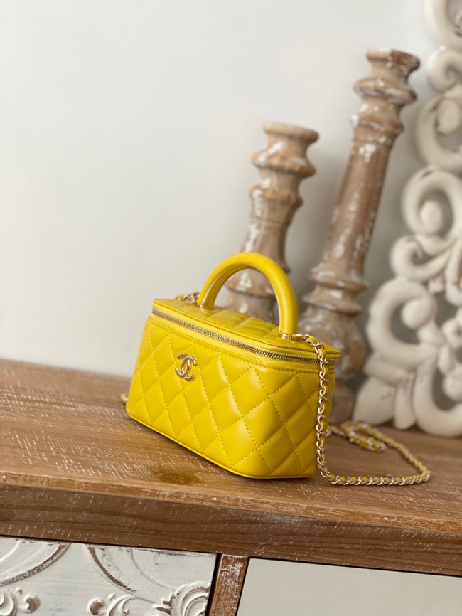 Chanel mini Shoulder Bag Lambskin & Gold-Tone Metal 81208 yellow