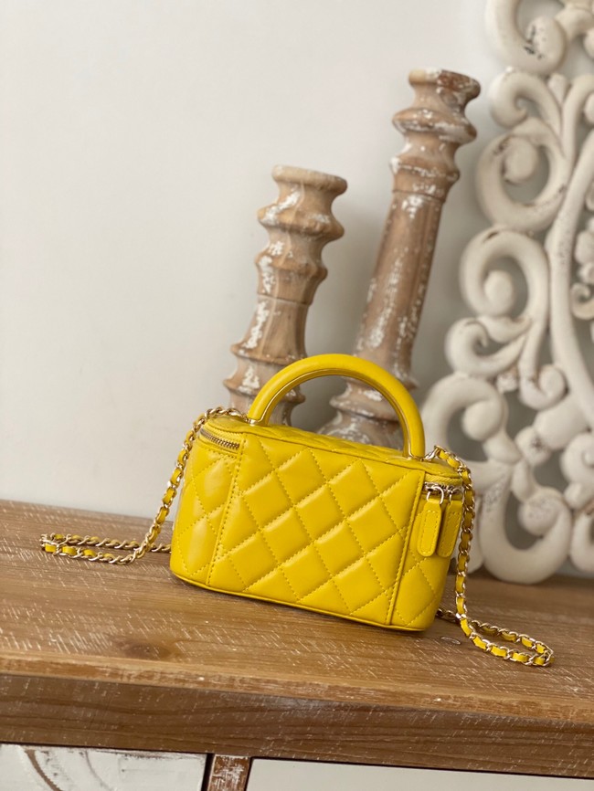 Chanel mini Shoulder Bag Lambskin & Gold-Tone Metal 81208 yellow