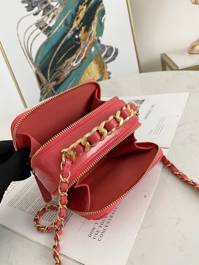 Chanel mini Shoulder Bag Lambskin & Gold-Tone Metal AS2178 red