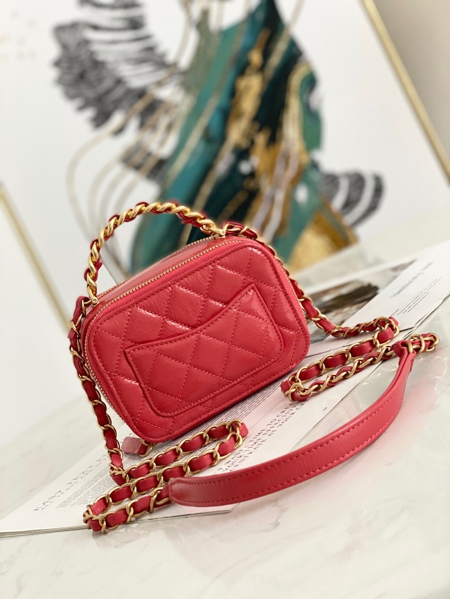 Chanel mini Shoulder Bag Lambskin & Gold-Tone Metal AS2178 red