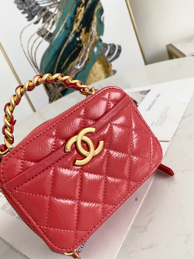Chanel mini Shoulder Bag Lambskin & Gold-Tone Metal AS2178 red