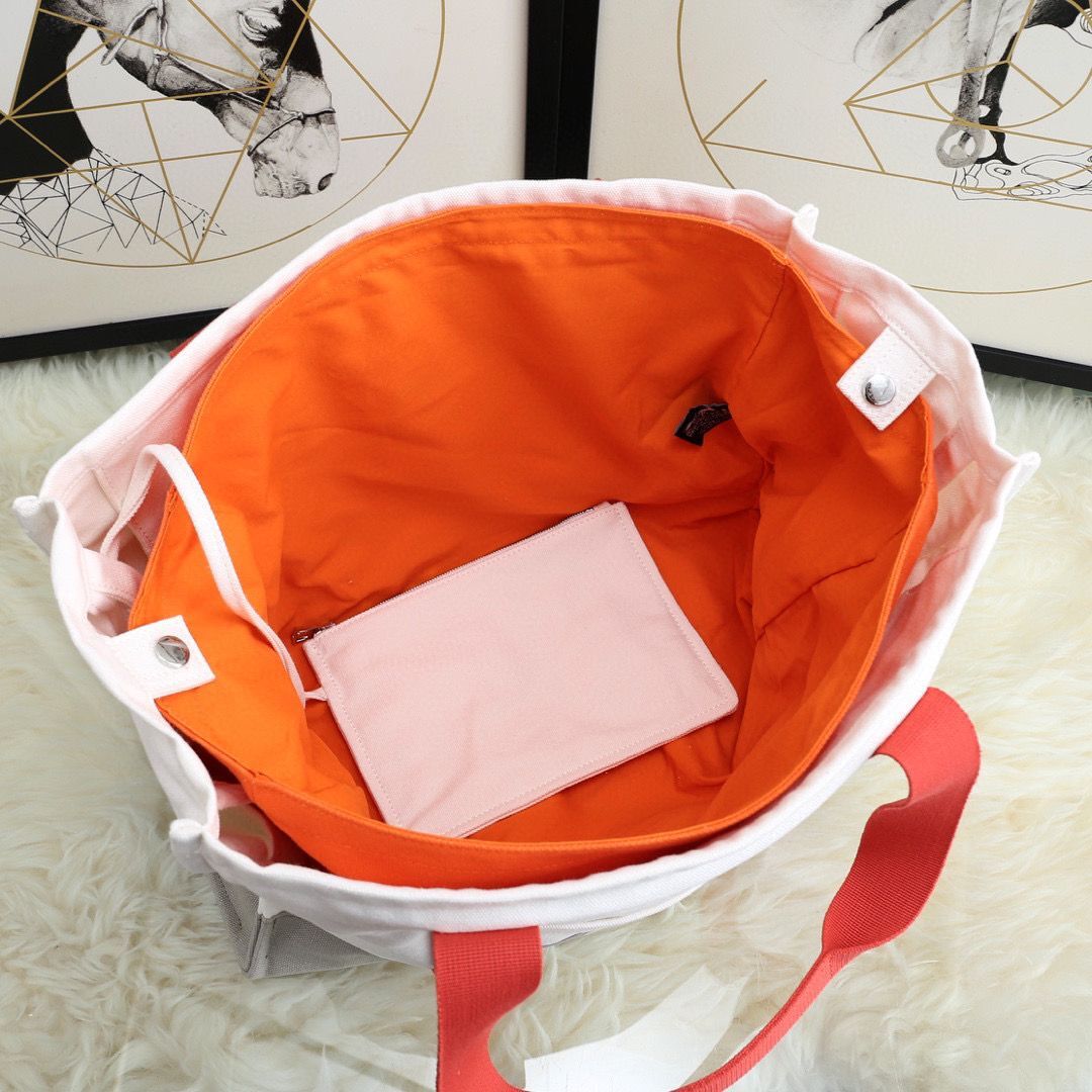 Hermes Adada Nappy Canvas Shopping Bag H5635 Orange