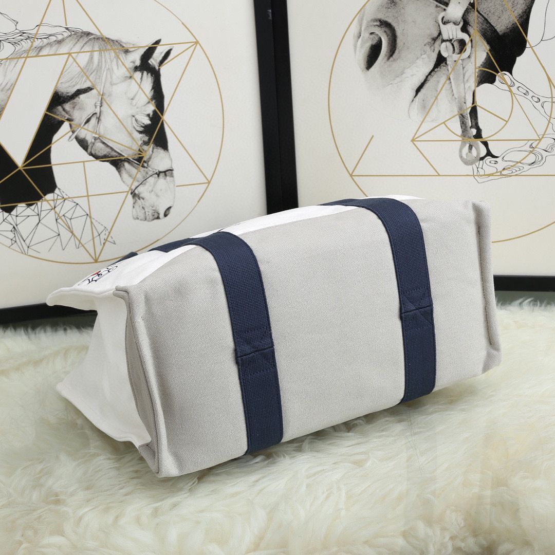 Hermes  Adada Nappy Canvas Shopping Bag H5635 Navy&White