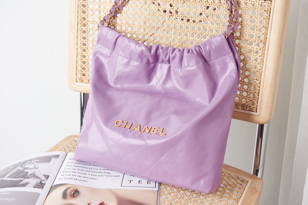 CHANEL 22 HANDBAG AS3260 Purple 