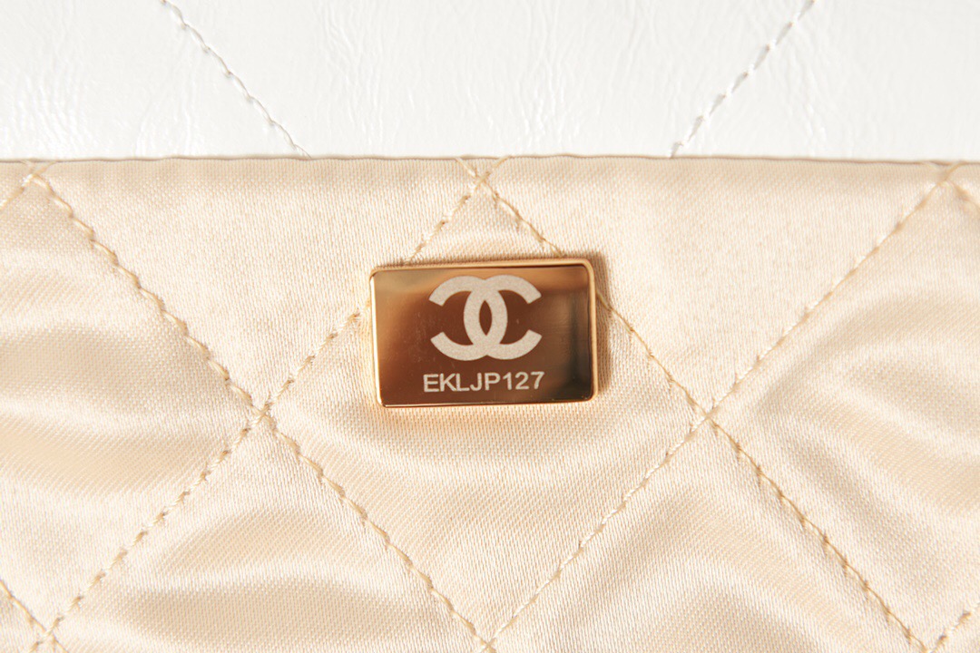 CHANEL 22 SMALL HANDBAG AS3260 white&gold Metal