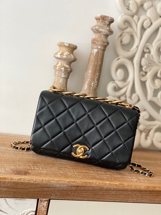 Chanel SMALL FLAP BAG Lambskin & Gold-Tone Metal AS3367 black