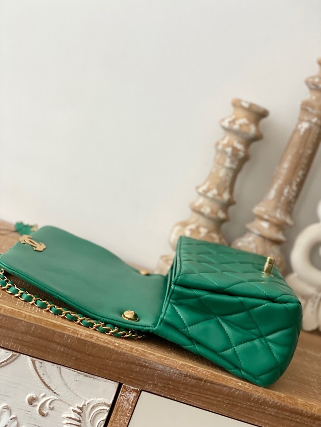 Chanel SMALL FLAP BAG Lambskin & Gold-Tone Metal AS3367 green