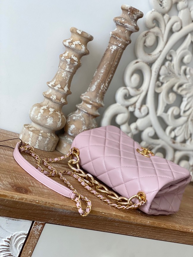 Chanel SMALL FLAP BAG Lambskin & Gold-Tone Metal AS3367 pink